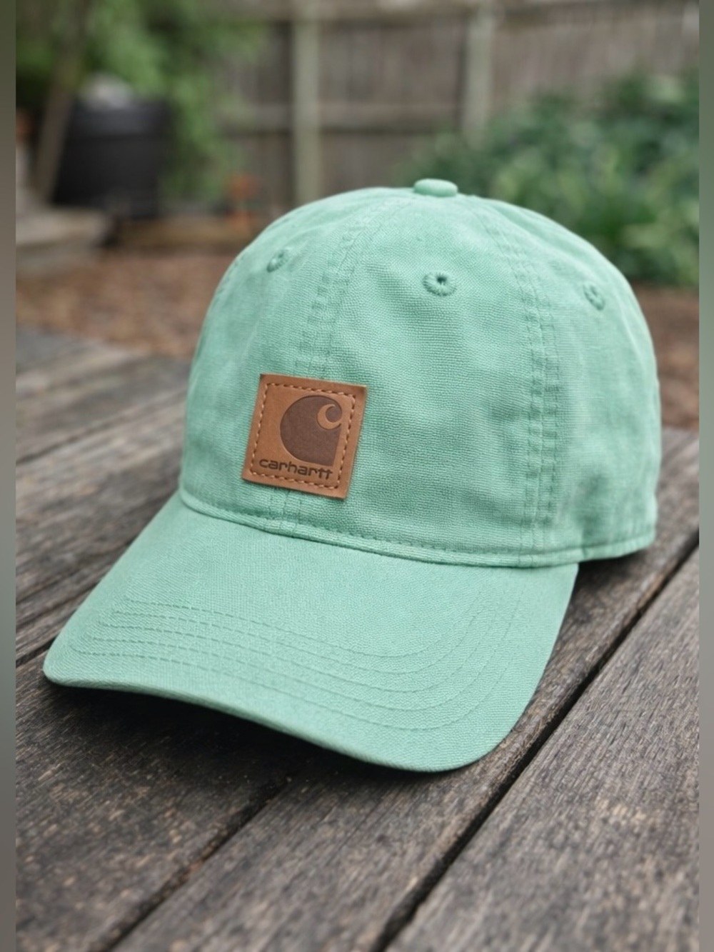 Carhartt Women's Teal Canvas Baseball Cap Leather Logo Adjustable NWOT